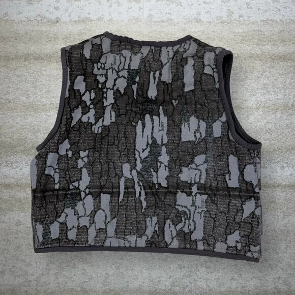 Vintage Rebark Camo Vest Plaid Lined Full Zip Tree Bark 90s - Picture 3 of 4